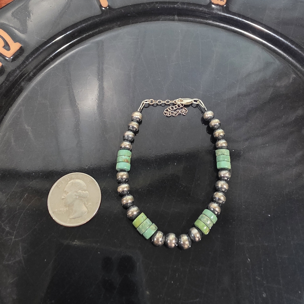 Green Turquoise And Sterling Women's Bracelet